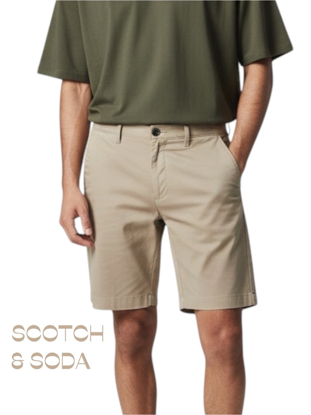 Scotch & Soda Khaki Cotton Classic Men’s Shorts Size 34